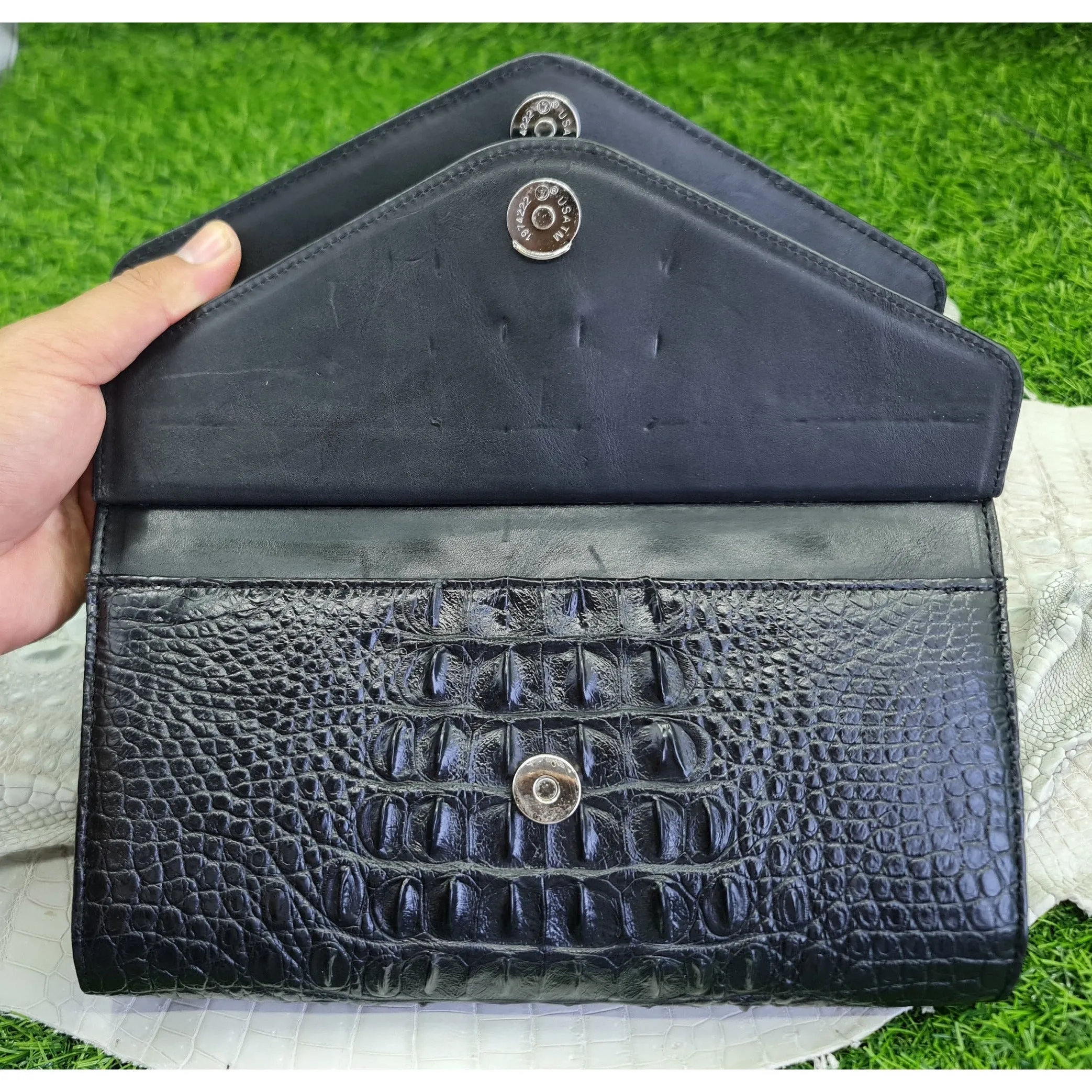 Womens Leather Alligator Handbag Handmade Luxury  Leather Bag - Work Bag Women - Black Leather Satchel Purse XACH-12