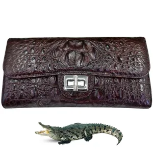 Womens Leather Alligator Handbag Handmade Luxury  Leather Bag - Work Bag Women - Brown Leather Satchel Purse XACH-10